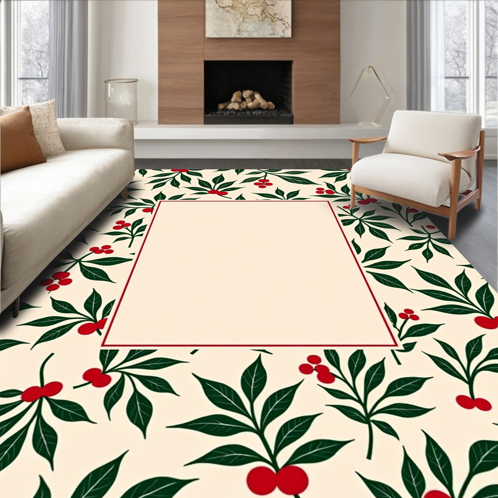 Crimson Berry Leafy Botanical Rug