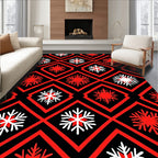 Red Black Snowflake Diamond Array Rug