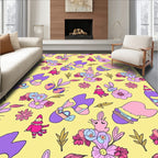 Whimsical Pink Purple Floral Gnomes Rug