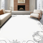Light Gray Floral Swirl Border Rug