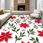 Bold Red Poinsettia Foliage Arrangement Rug
