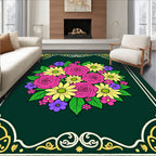 Vibrant Pink Rose Yellow Daisy Bouquet Rug