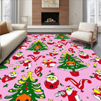 Whimsical Christmas Trees Santas Rug