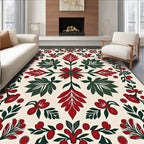Crimson and Emerald Folk Floral Rug