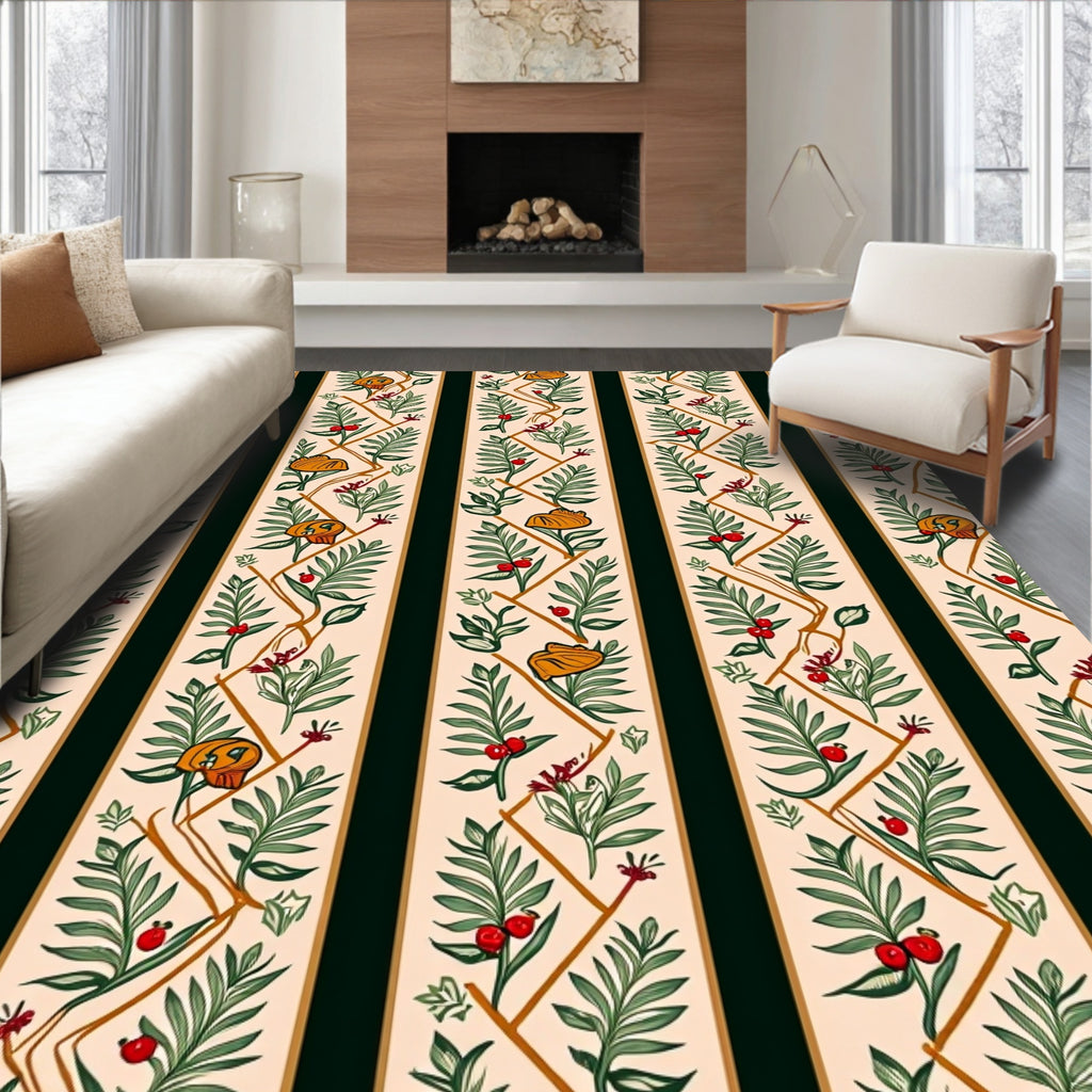 Botanical Stripe Floral Garden Rug