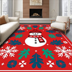 Festive Snowman Snowflake Christmas Celebration Rug
