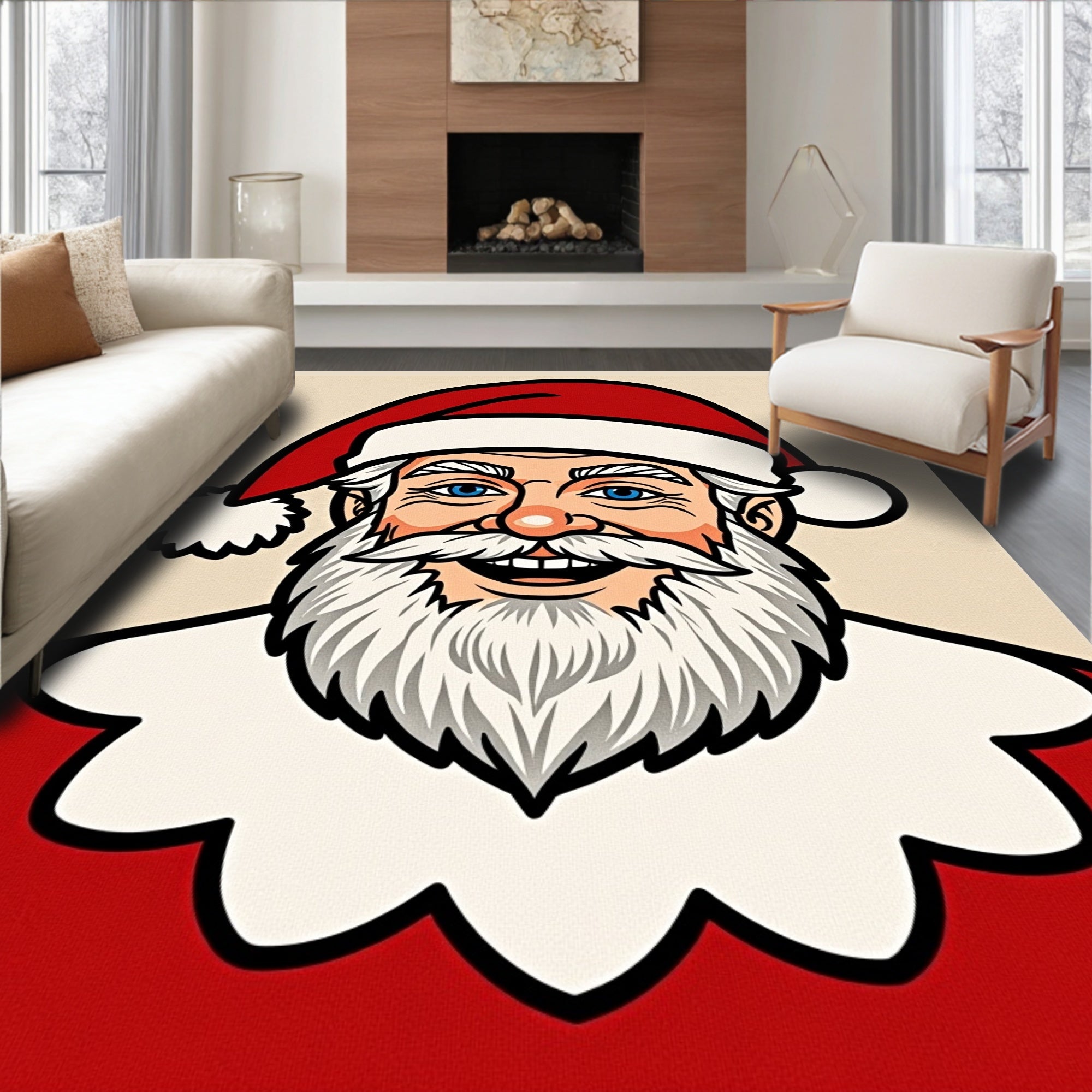 Iconic Jolly Santa Claus Portrait Rug