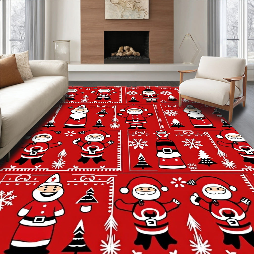 Charming Red Santa Claus Christmas Repeat Rug