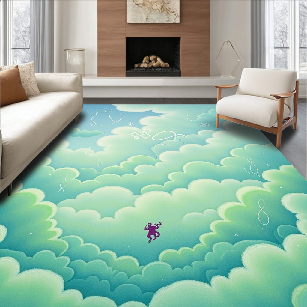 Dreamy Cloudscape With Musical Notes Rug