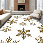 Rustic Gold Snowflake Collage Rug
