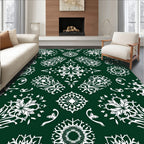 Emerald White Floral Medallion Arrangement Rug