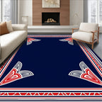 Bold Red White Navy Geometric Corners Rug