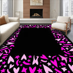Pink Hearts and Stars Confetti Border Rug