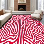 Bold Red Maze Labyrinth Rug