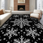 White Snowflake Winter Snowscape Rug