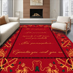 Crimson Golden Floral Border Rug