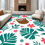 Whimsical Sloth Floral Jungle Rug