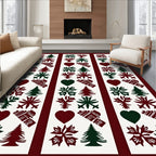 Maroon Forest Icons Stripe Rug