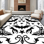 Spooky Black Bat Stars Swirls Harmony Rug