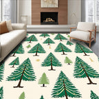 Green Pine Forest Christmas Trees Rug