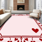 Crimson Heart Border Vintage Romance Rug