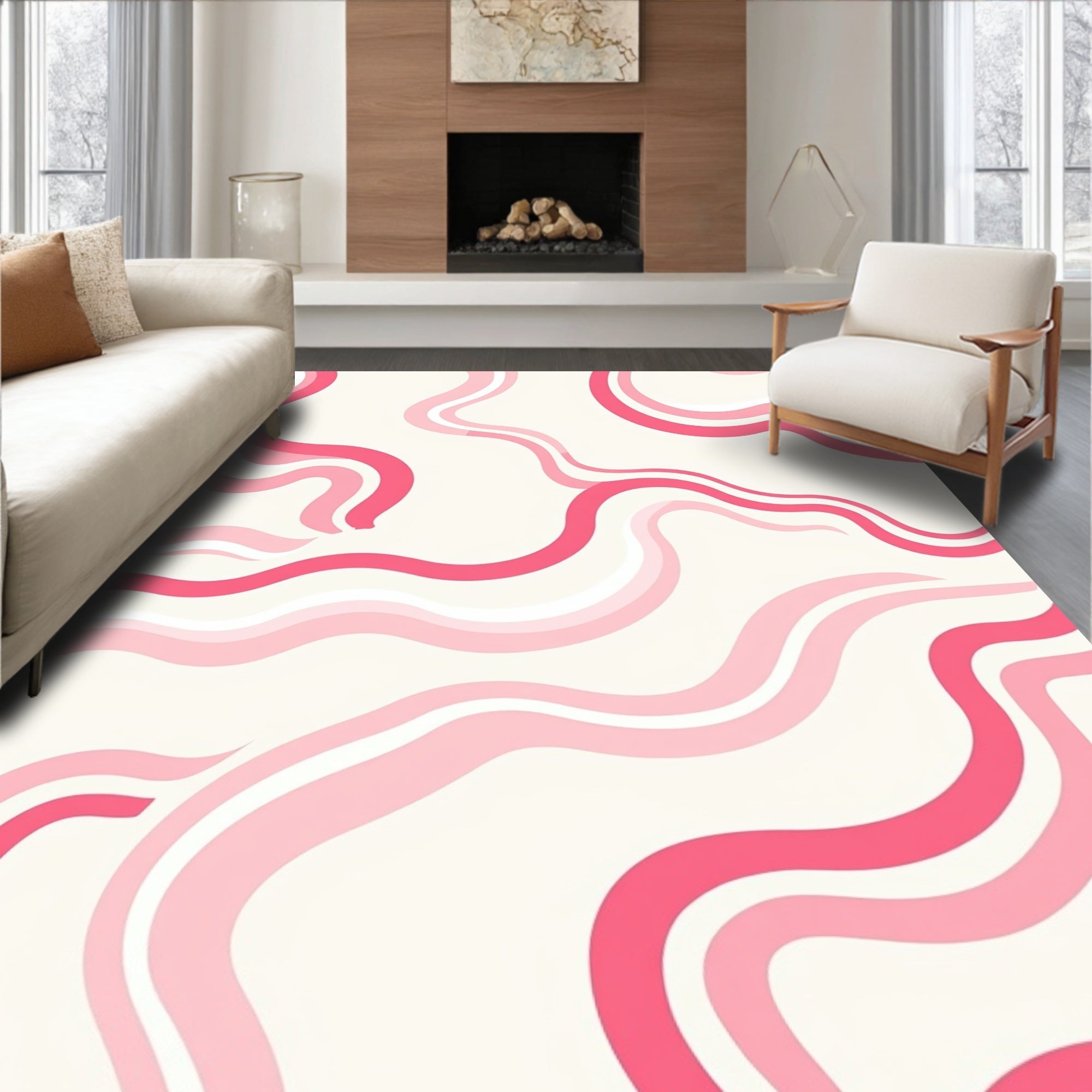 Retro Pink Swirl Rug