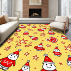 Whimsical Red Santa Folk Stars Rug