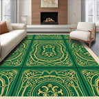 Emerald Gold Art Nouveau Floral Medallion Rug