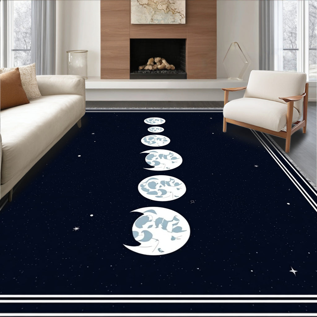 Celestial Moon Phase Midnight Star Rug
