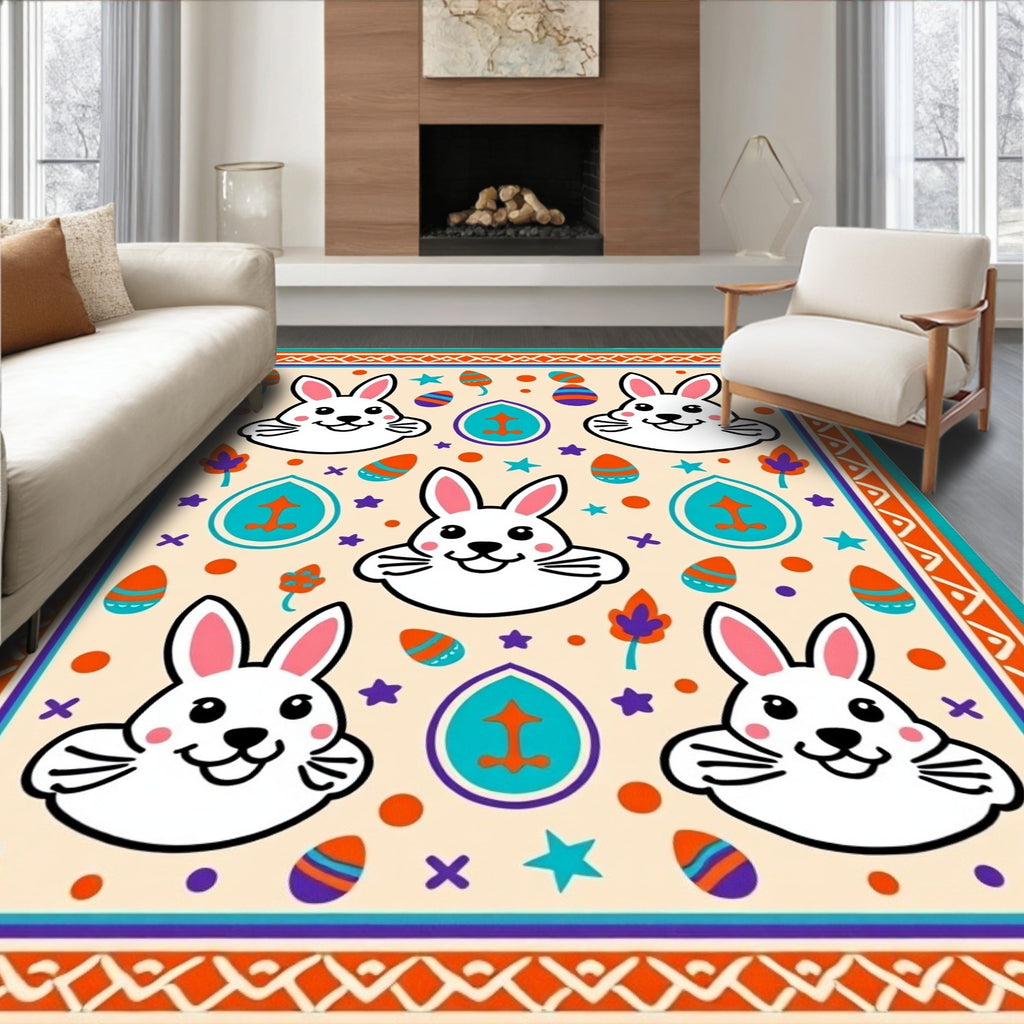 Whimsical Bunny Easter Egg Jubilee Rug