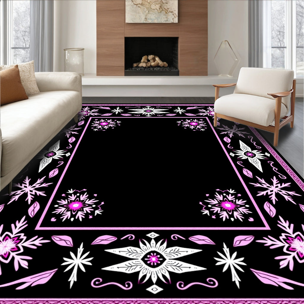 Fuchsia Snowflake Medallion Border Rug