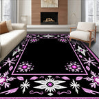 Fuchsia Snowflake Medallion Border Rug