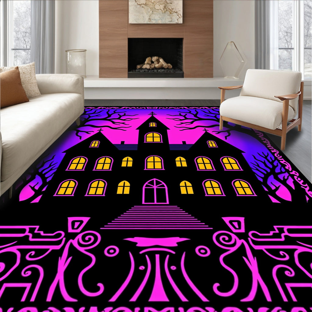 Spooky Mansion Purple Gradient Night Rug