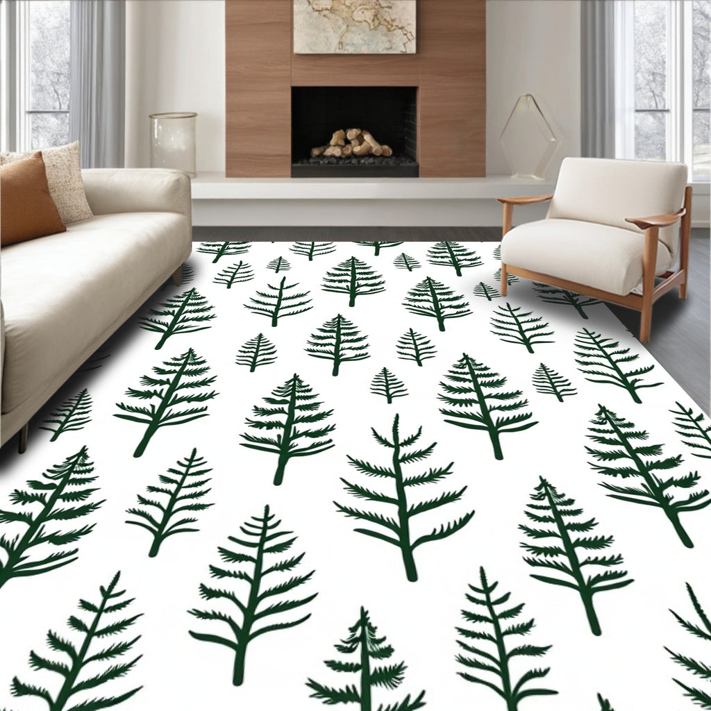 Dark Green Pine Tree Forest Repeat Rug