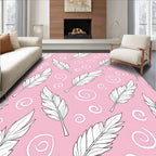 Pink Feather Swirls Rug