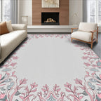 Pale Pink Abstract Floral Medallion Rug
