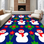 Joyful Snowman Red Floral Tiling Rug