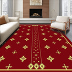 Crimson Starburst Medallion Border Rug