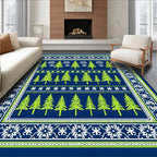 Dark Blue Pine Tree Holiday Rug