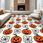 Orange Jack O Lantern Halloween Tile Rug