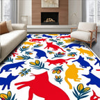 Whimsical Cat and Flower Collage Rug