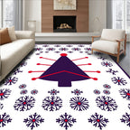 Crimson Snowflake Christmas Tree Rug