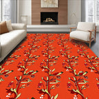 Ornate Scarlet Vine Bloom Rug