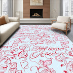 Scripted Red Floral Swirls Rug