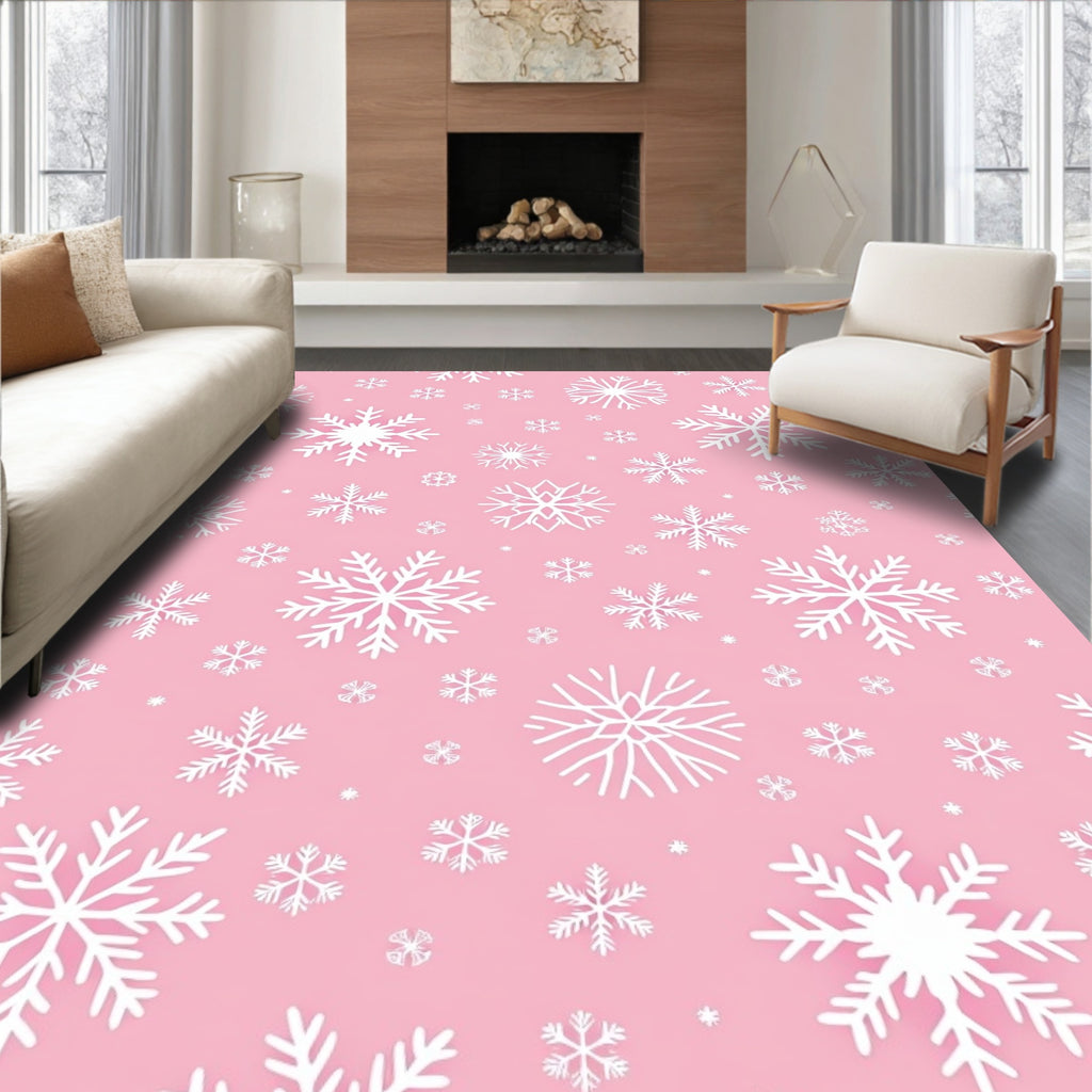 Pink Soft Mandala Snowflakes Rug