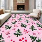 Pink Green Red Pine Cluster Rug