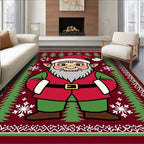 Festive Elf Portrait Red Green Rug
