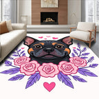 Black Tan Dog Pink Rose Heart Wreath Rug