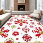 Festive Red Green Snowflake medley Rug