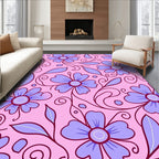 Whimsical Lavender Floral Garden Rug